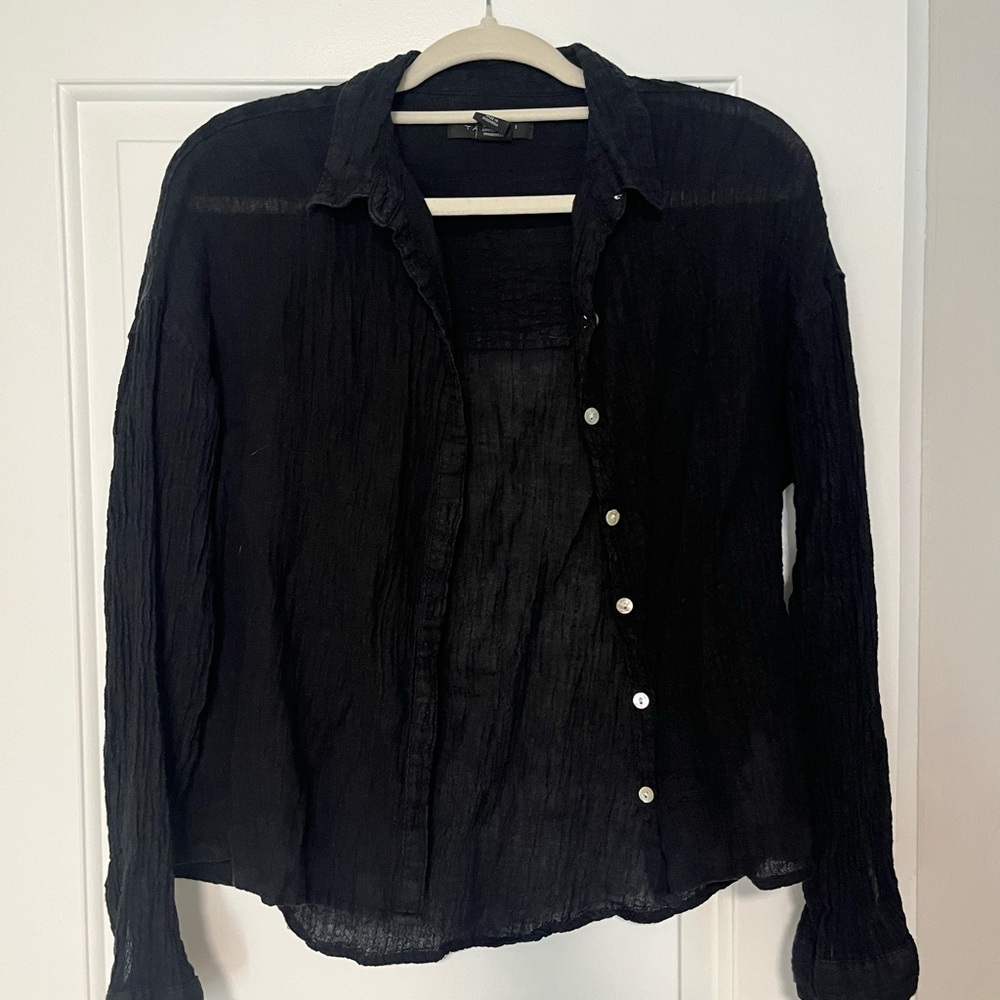 Tahari Black Textured Women's Blouse